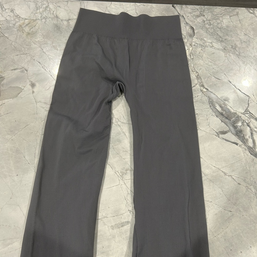 OQQ Women’s XL Ribbed Leggings High Waist  Dark Gray Stretch Fit